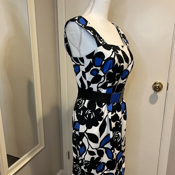 London Times Black and Blue Floral Mini Dress - Picture 6 of 14